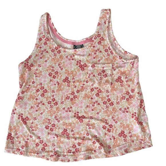 Laura Ashley Floral Pink, Yellow, Orange Print Tank Top & Short Set Pajamas Sz M - Picture 2 of 14